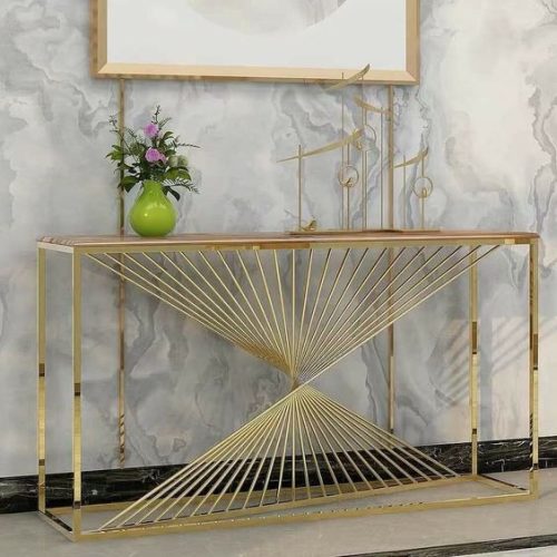 Bàn console inox mạ vàng