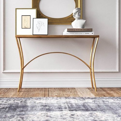 Bàn console inox mạ vàng