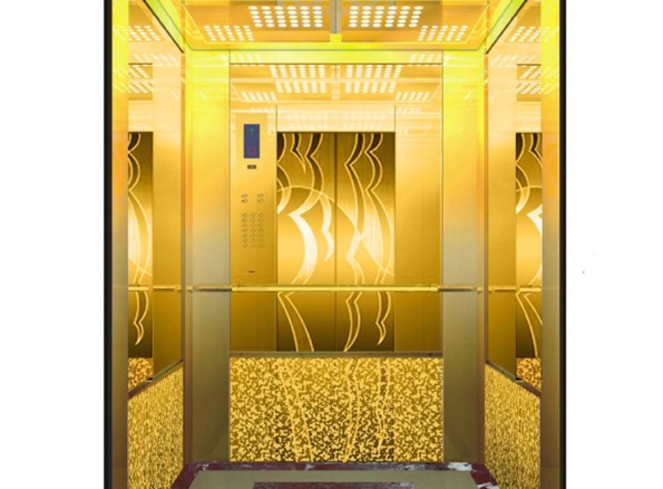 Trang Trí Thang Máy Bằng Inox Mạ Vàng Mẫu cabin thang máy inox mạ vàng
