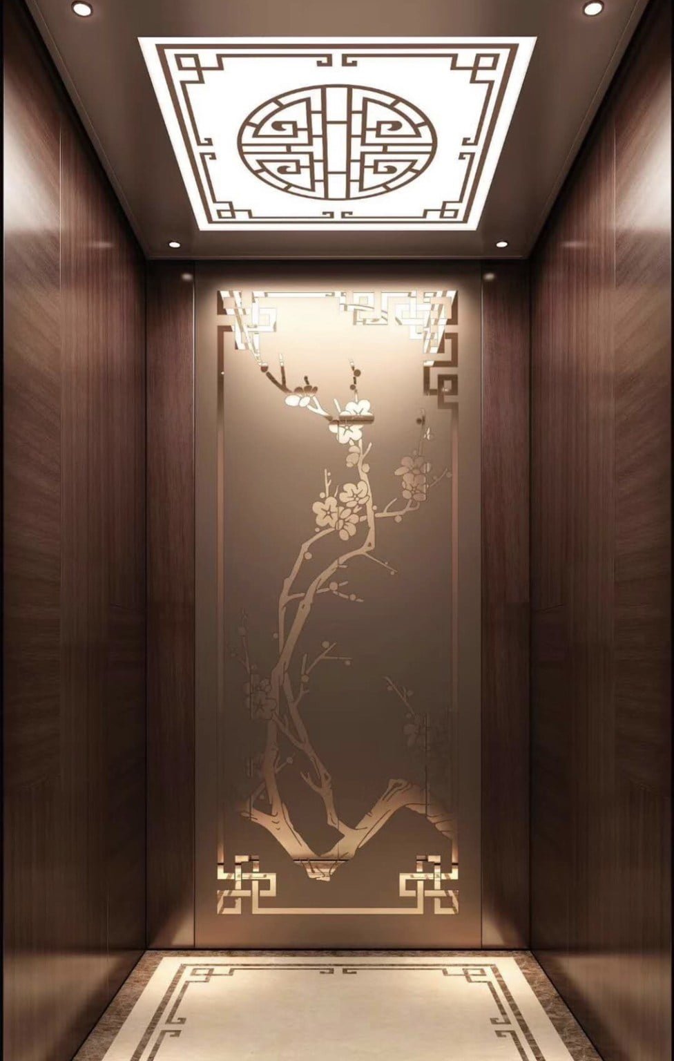 Trang Trí Thang Máy Bằng Inox Mạ Vàng Mẫu cabin thang máy inox vàng hồng