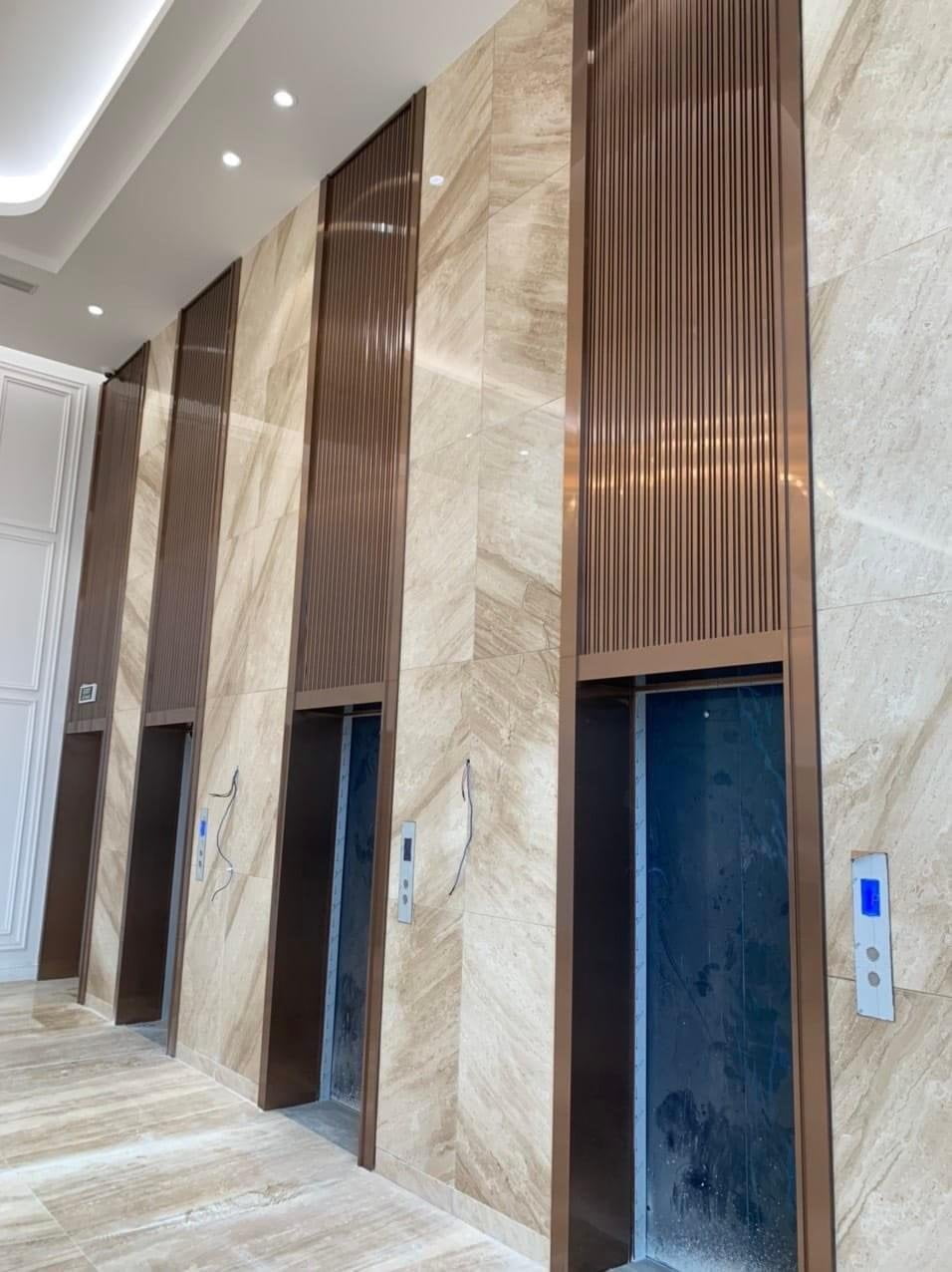 Trang Trí Thang Máy Bằng Inox Mạ Vàng Ốp bao che thang máy bằng inox hồng