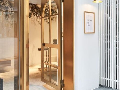 Cửa Kính Cường Lực Khung Inox Mạ Vàng