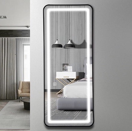 Gương soi toàn thân khung inox đen và đèn led