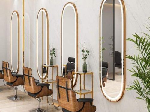 GƯƠNG ĐÈN LED TREO TƯỜNG DÁNG CON NHỘNG VIỀN KIM LOẠI