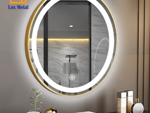 GƯƠNG TRÒN VIỀN HỢP KIM LED PHUN CÁT CẢM BIẾN