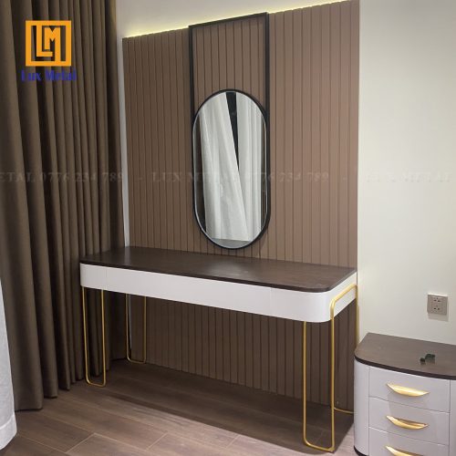 GƯƠNG NHỘNG TREO BÀN TRANG ĐIỂM VIỀN HỢP KIM ĐEN - Hình ảnh 4