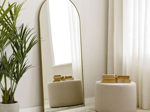 GƯƠNG ĐỨNG VIỀN VÒM KIM LOẠI VÀNG