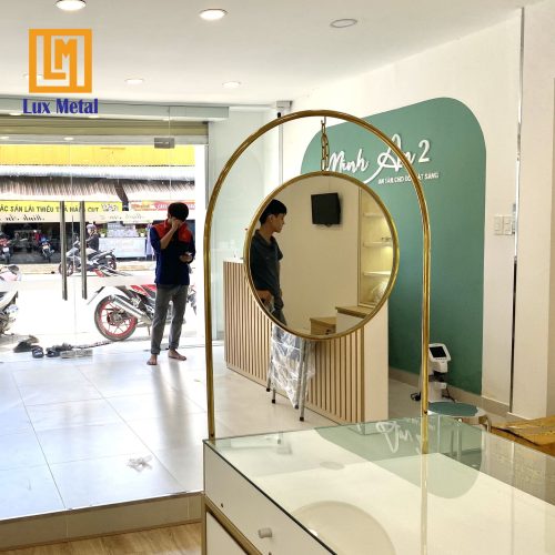 GƯƠNG 2 MẶT KHUNG INOX MẠ PVD CÓ MÓC XÍCH TREO - Hình ảnh 2